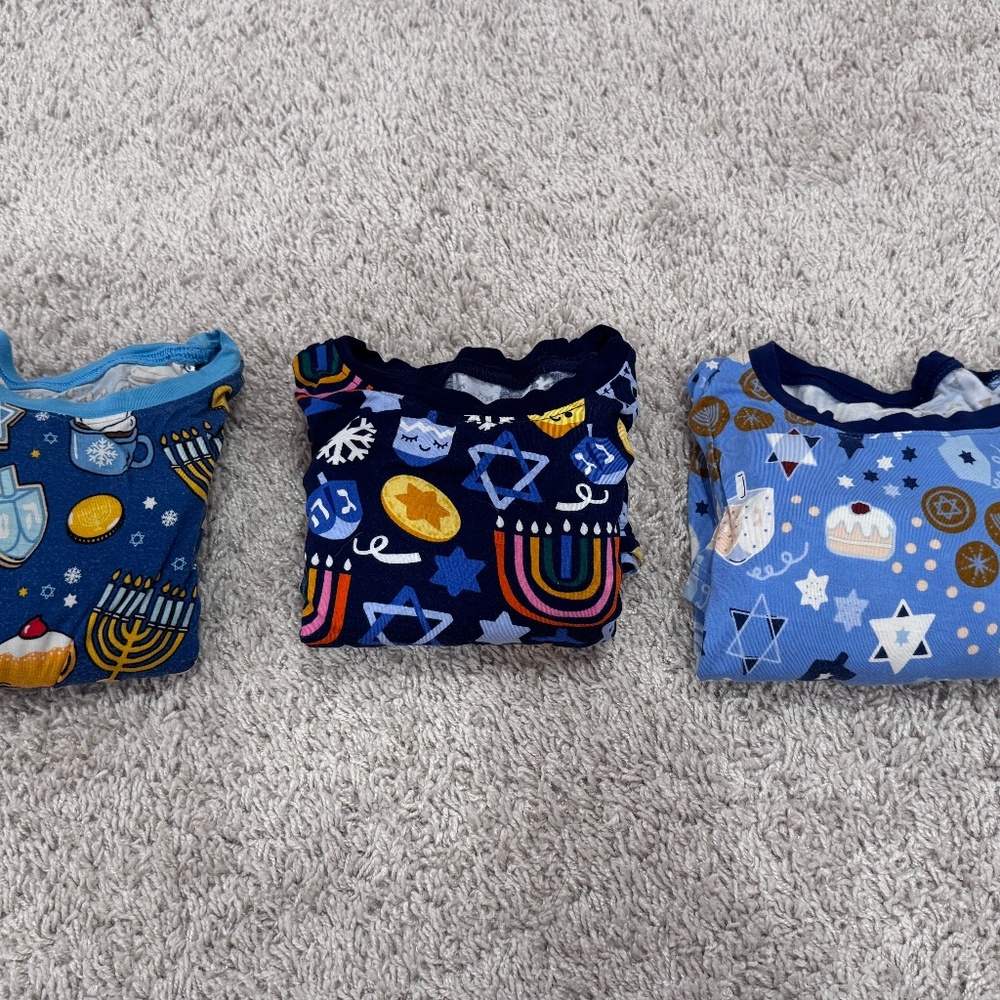 3 Pairs of Little Sleepies Hanukkah Pajamas - Size 7/8